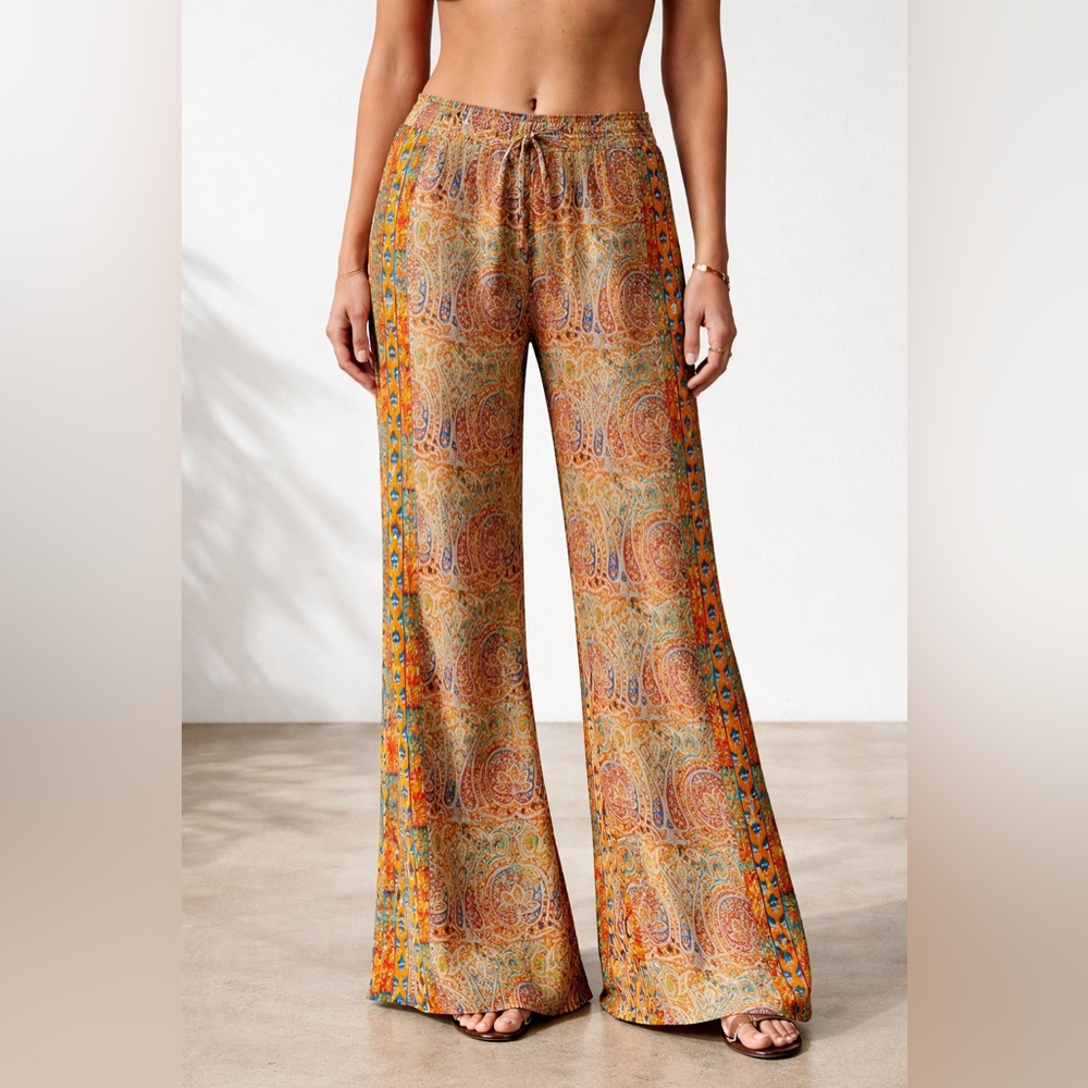 Tolani Multicolor Paisley Wide Leg Pants